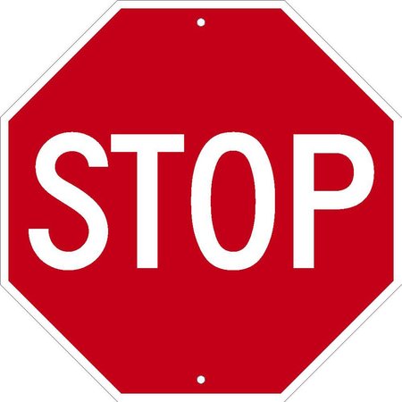 NATIONAL MARKER CO NMC Traffic Sign, Stop Sign 18, 18 X 18, White,  TM34J